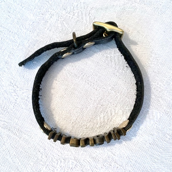 HARMONY Brass Letters Leather Buckle Bracelet - Picture 5 of 16